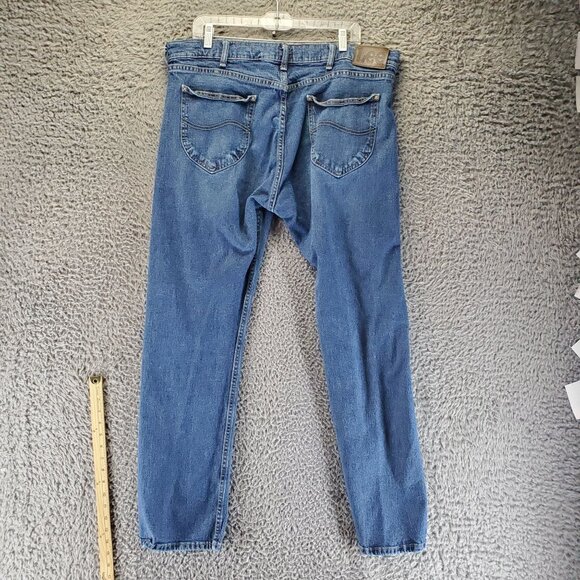 Lee Jeans Mens 38x32 Blue Slim Fit Stretch Denim Classic Straight Leg - Picture 12 of 13